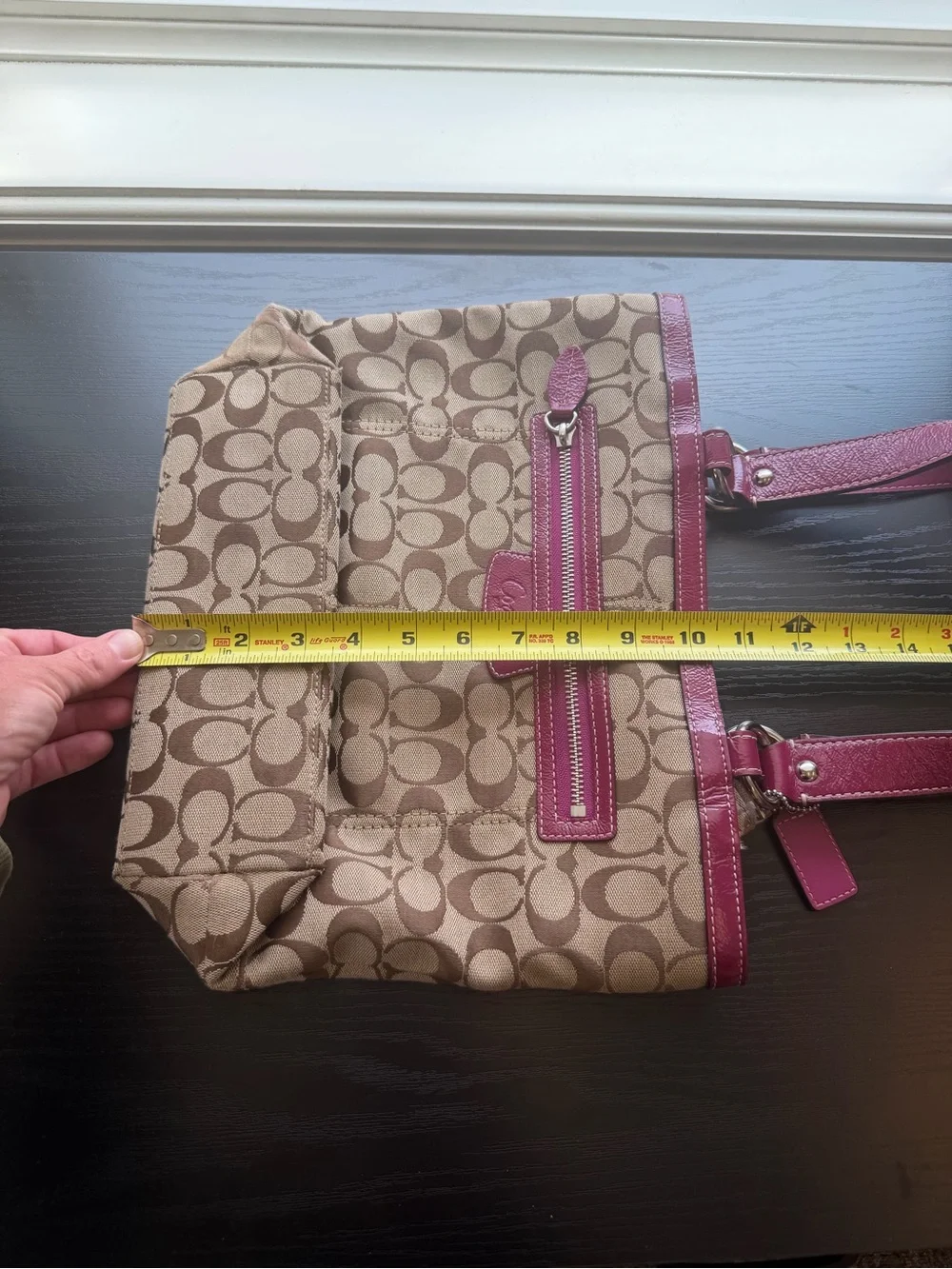 Coach Penelope Signature Canvas Tote with Berry Leather Trim Y2K F14693